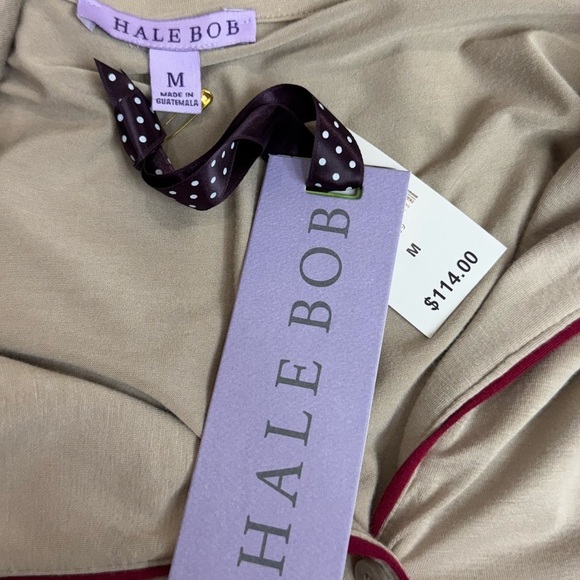 Hale Bob Beige Bamboo Button-Up Sleep Shirt - M NWT - Picture 5 of 8